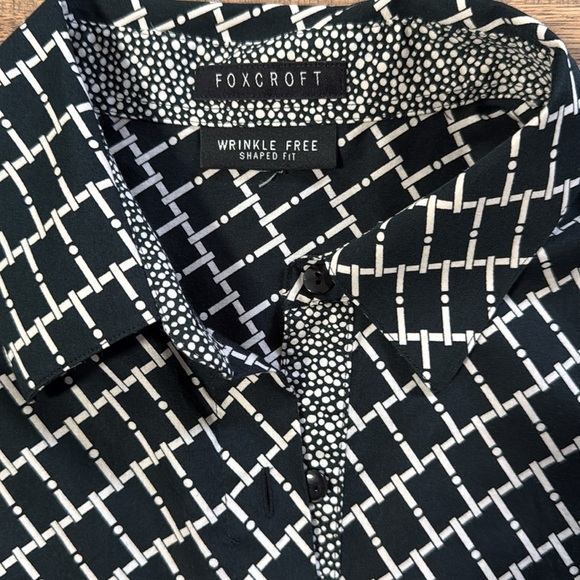FOXCROFT Black and White Patterned Blouse - Picture 6 of 8